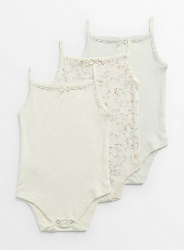 Floral Strappy Bodysuits 3 Pack Up to 3 mths